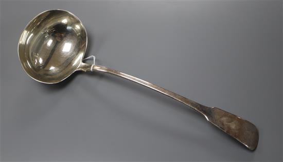 A George III silver fiddle pattern soup ladle, Turner & Shea, London, 1808, 32.5cm.